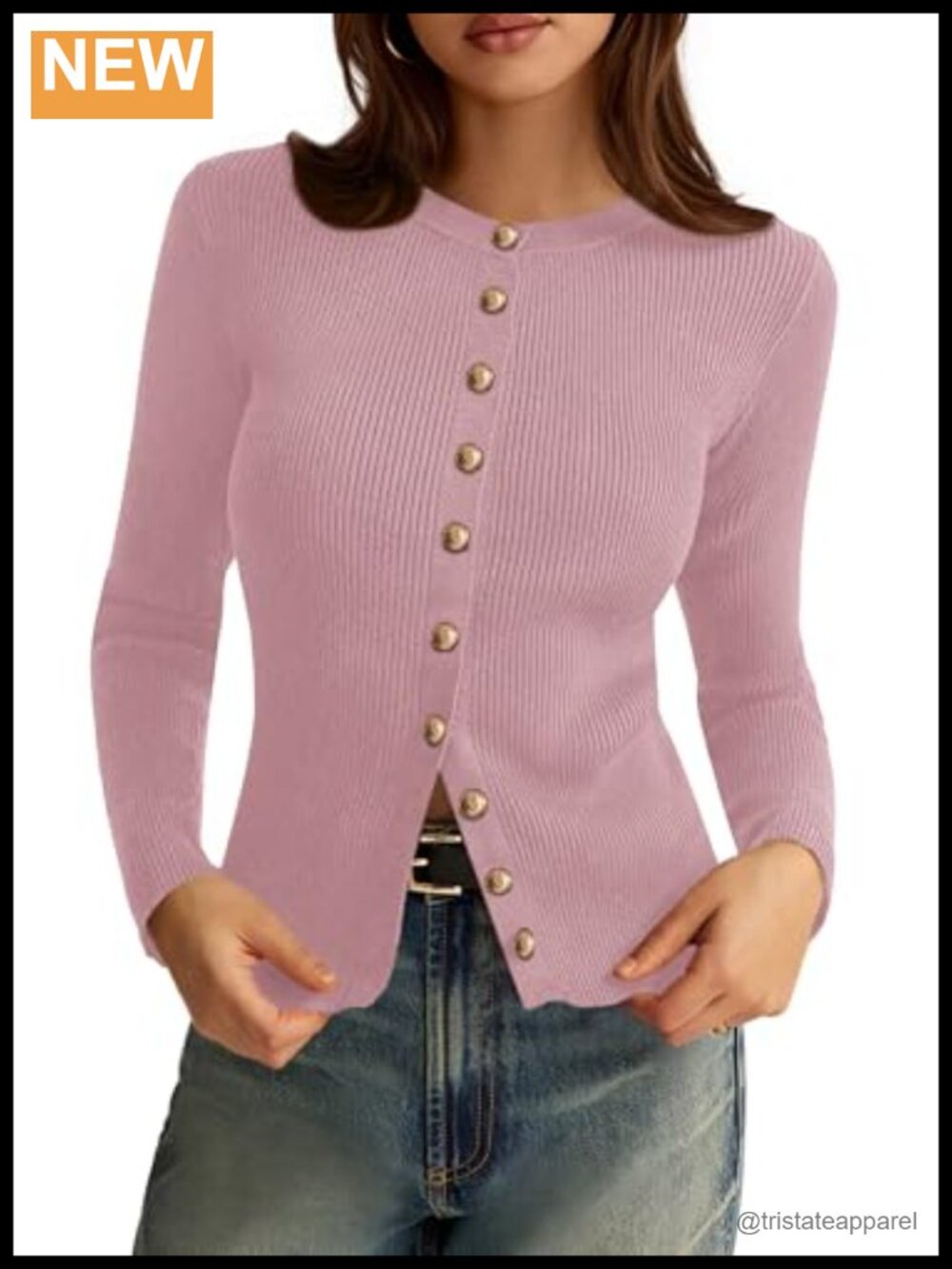 PRETTYGARDEN Women's Lightweight Ribbed Knit Cardigan Sweater Crewneck Button
